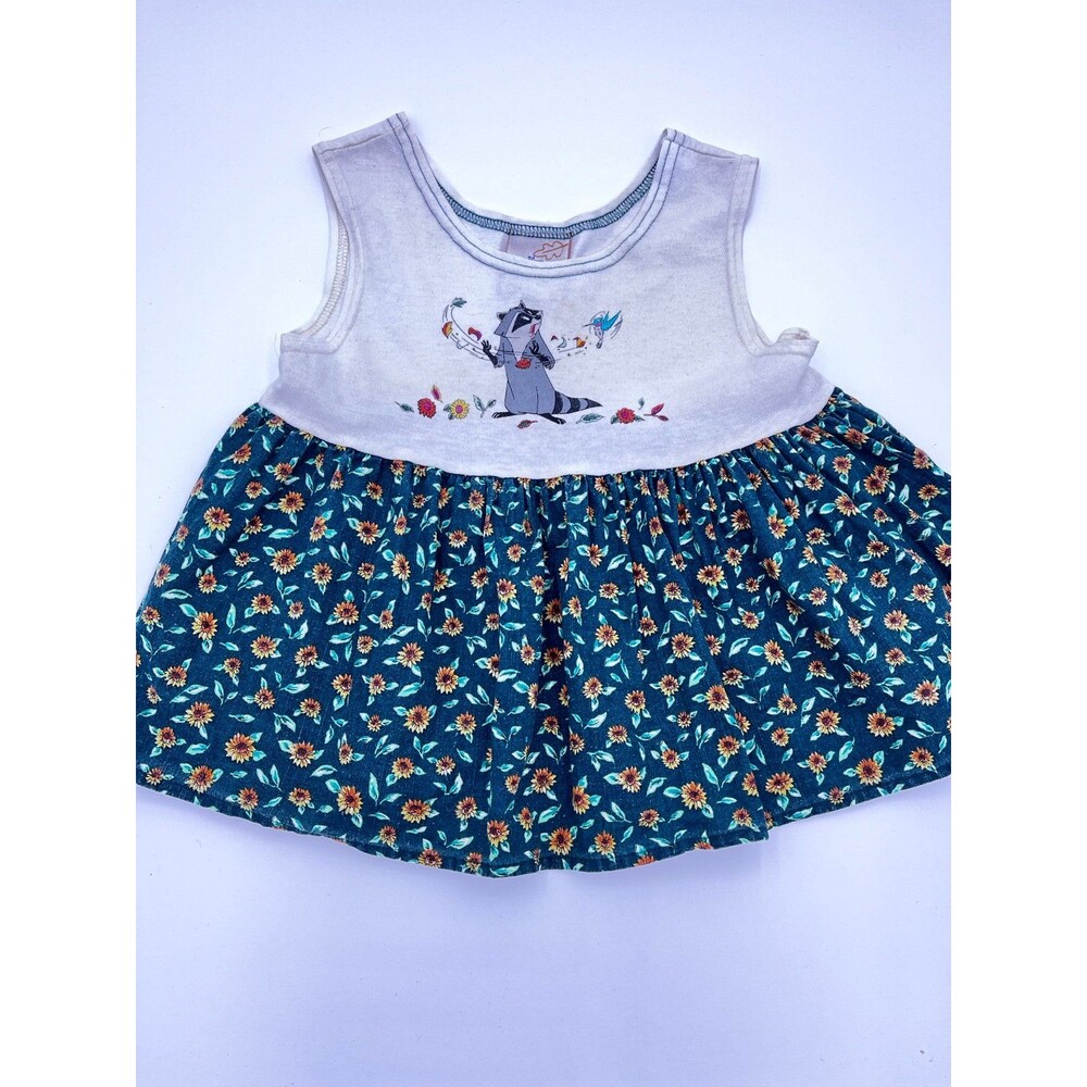 Rare Vintage 90s Disney Pocahontas Meeko & Flit Sunflower Dress / Tunic 6x